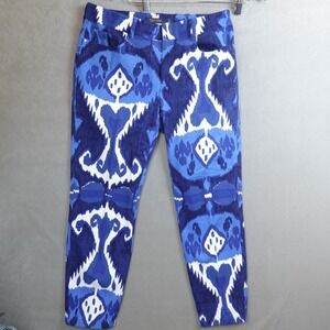 Polo Golf Ralph Lauren Pants Blue Ikat Print Size 6 Cotton Blend Stretch Pant